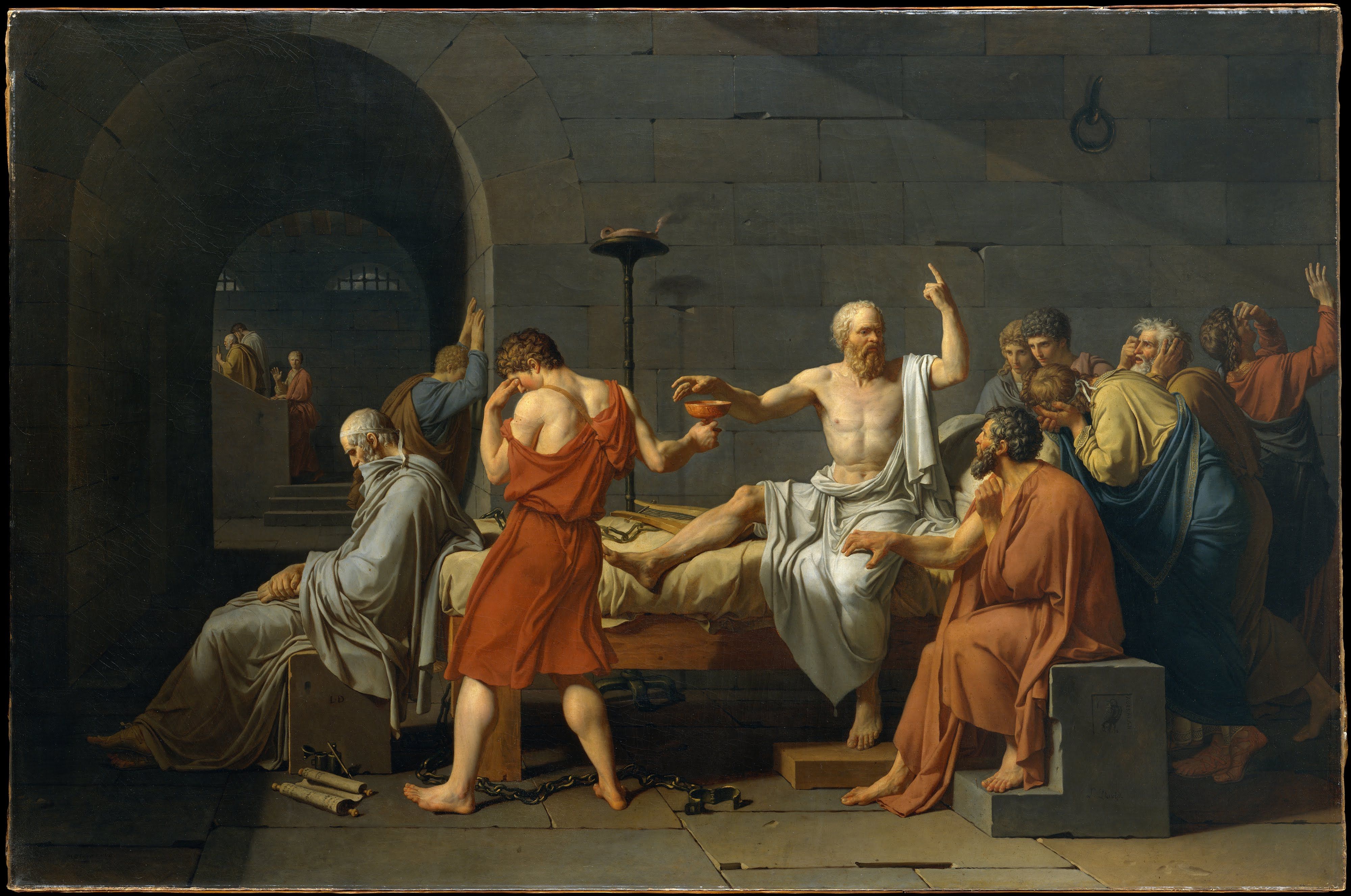 Jacques Louis David festmenye Szokratesz halalarol 1787 Forras Google Art Project